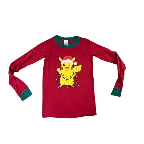 Hanna Andersson X Pokemon Red & Green PIKACHU Pajama Top Youth Size 8 - Picture 1 of 6